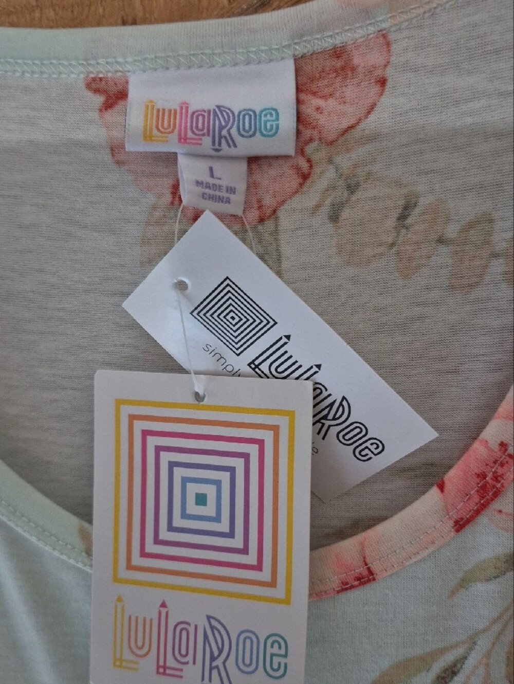 LuLaRoe Mint Green Floral Tank Dress with Coral Roses - Picture 2 of 4